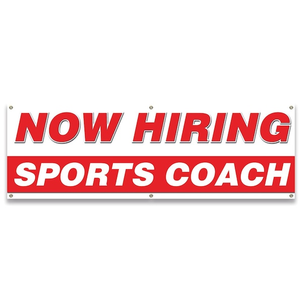 Now Hiring Sports Coach Banner Apply Inside Accepting Application Single Sided